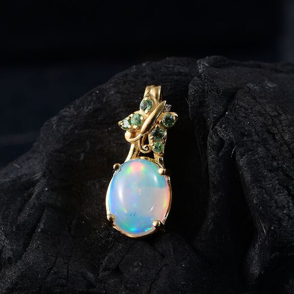 D'Joy AA Nat&uuml;rlicher, &auml;thiopischer Welo Opal und Tsavorit Granat Anh&auml;nger - 1,40 ct. image number 2