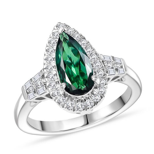 RHAPSODY AAAA Pirineu Lagoon Turmalin und Diamant Ring in 950 Platin - 1,44 ct.