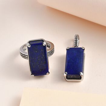 Lapislazuli Schmuckset  Edelstahl ca. 28,53 ct.