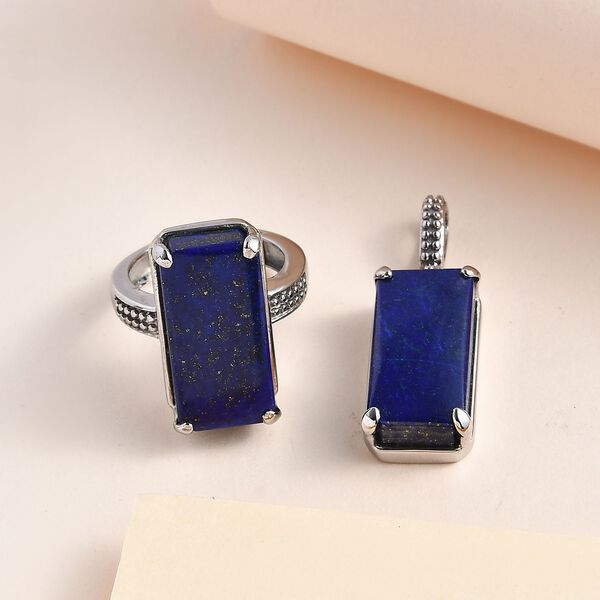Lapislazuli Schmuckset  Edelstahl ca. 28,53 ct. image number 2