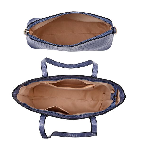 Passage - 4er-Set Handtaschen mit Krokodilpr&auml;gung; enth&auml;lt Schultertasche, Cross Body Bag, Clutch Bag und Portemonnaie, Taubengrau image number 6