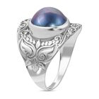 Royal Bali Kollektion - Blauer Mabenperlen Ring, 925 Silber (Größe 16.00) image number 3