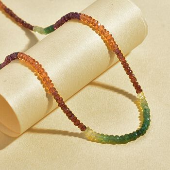 Tsavorite Granat, Lila Granat Halskette ca. 45 cm 925 Silber Gelbgold Vermeil ca. 60.00 ct