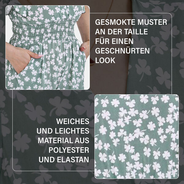 Jumpsuit mit gesmokter Taille und Flatter&auml;rmel, gr&uuml;n image number 4