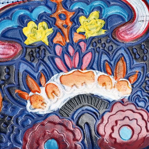 Handbemalte Leder Geldb&ouml;rse RFID, Blau, 22.8 x 2.5 x 12.7 cm image number 9