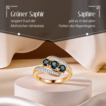 Gr&uuml;ner Saphir und Zirkon-Ring - 1,94 ct.