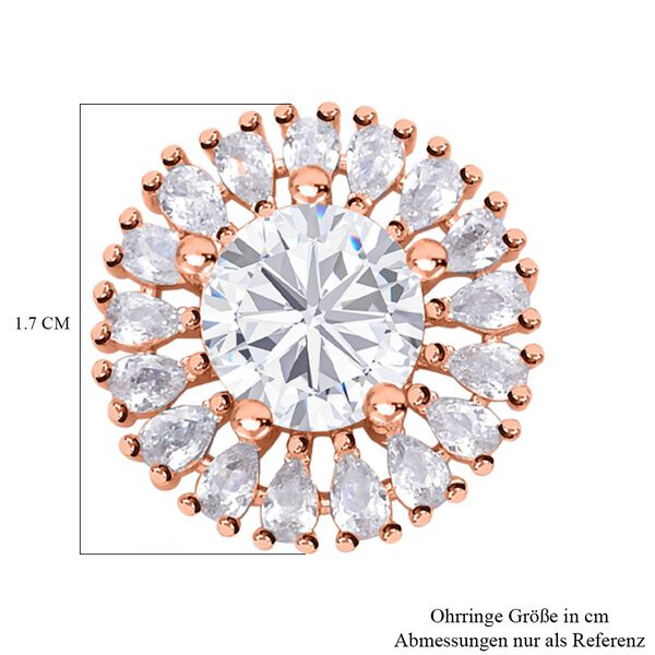 Wei&szlig;e Zirkonia Ohrringe, Messing ros&eacute;farben image number 5