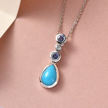 Drop AA T&uuml;rkis, Tansanit und Zirkon-Anh&auml;nger mit Kette