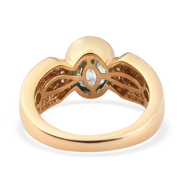 Kambodschanischer blauer und Wei&szlig;er Zirkon Ring 925 Silber vergoldet  ca. 2,30 ct image number 6