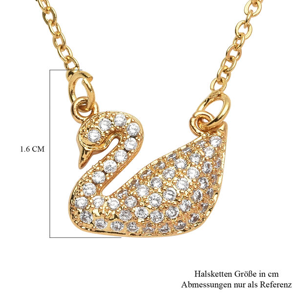 Weiße Zirkonia Schwan-Halskette, 43 cm image number 7