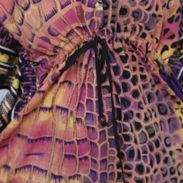 V-Ausschnitt bedruckter Kaftan, Einheitsgr&ouml;&szlig;e Lila image number 6