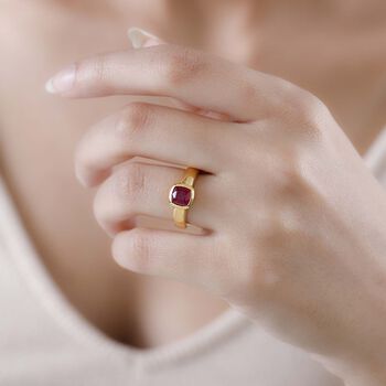 Afrikanischer Rubin (Fissure gef&uuml;llt) Ringe 925 Silber Gelbgold Vermeil (Gr&ouml;&szlig;e 20.00) ca. 1.50 ct