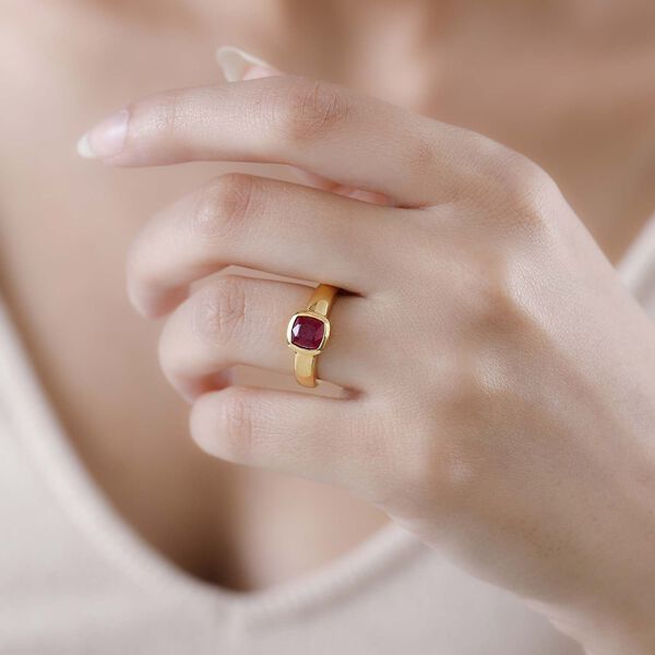 Afrikanischer Rubin (Fissure gefüllt) Ringe 925 Silber Gelbgold Vermeil (Größe 20.00) ca. 1.50 ct image number 3