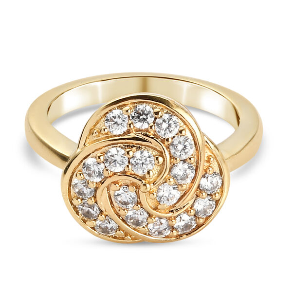 Zirkonia Ring Messing Ionenbeschichtetes Gelbgold Platin  ca. 1,08 ct