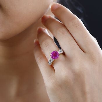 Strahlender Orchidee Quarz und Zirkon-Ring - 4,14 ct.
