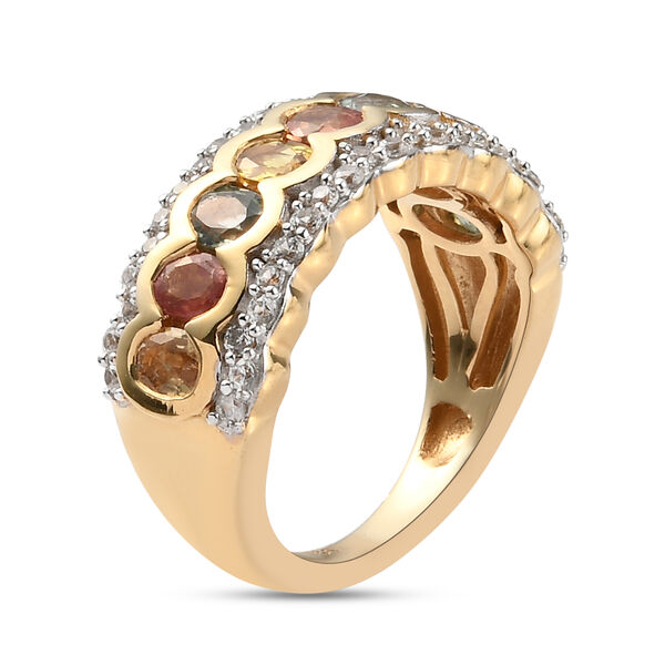 Mehrfarbig Saphir und Zirkon Ring 925 Silber 585 Vergoldet image number 5