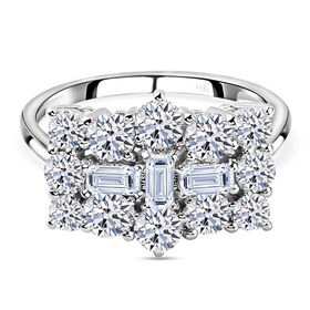 LUXURIANT DIAMOND- SGL zertifizierter VS-EF Labor Diamant Ring, 925 Silber rhodiniert - 1 ct.