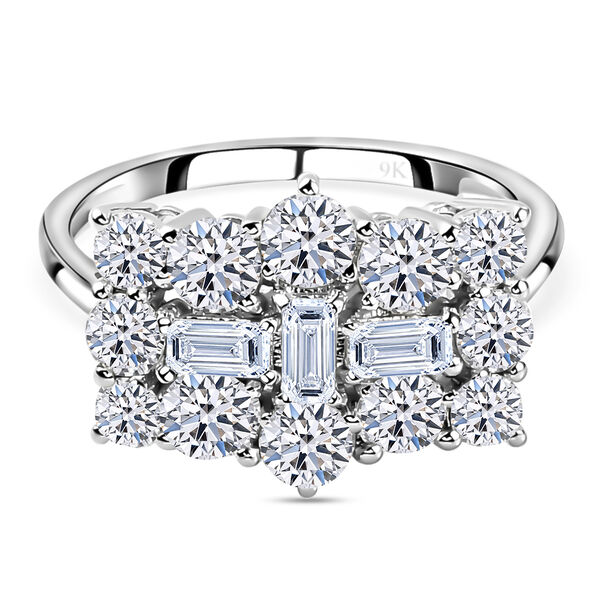 LUXURIANT SGL zertifizierter VS-EF Labor Diamant Ring, 925 Silber rhodiniert - 1 ct.
