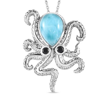 GP Trionfo Kollektion - Larimar, schwarzer Spinell und blauer Saphir-Anhänger mit Kette, 45 cm - 6.83 ct.