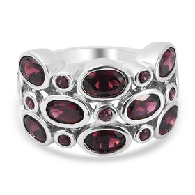 Rhodolith Granat Ring 925 Silber Platin-Überzug