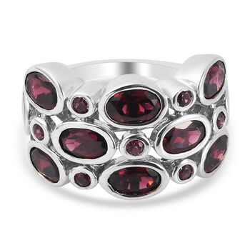 Rhodolith Granat Ring 925 Silber platiniert (Gr&ouml;&szlig;e 16.00) ca. 5,41 ct