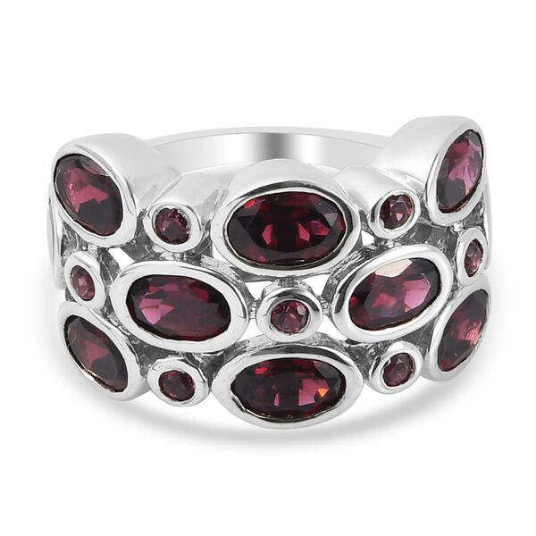 Rhodolith Granat Ring 925 Silber Platin-&Uuml;berzug