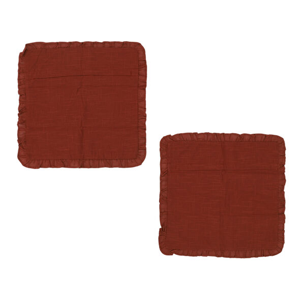 2er-Set unifarbener Kissenbezug mit Rüschen, Größe 50,8x50,8 cm, Rostbraun image number 3