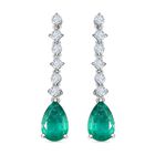 Smaragd-Quarz-Triplette, Weißer Zirkon Ohrringe, 925 Silber platiniert, ca. 8.94 ct