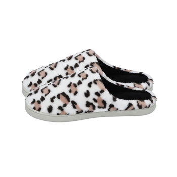 Superweiche Memory Foam Hausschuhe, Leopardenmuster, Gr&ouml;&szlig;e 36, Wei&szlig; und Schwarz
