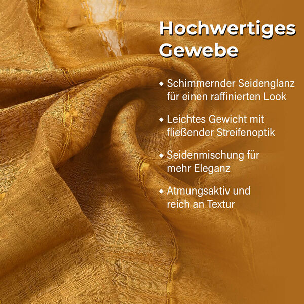 Modal-Seide-Schal, Streifendesign, 175x60 cm, Gold image number 4