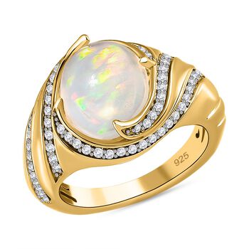Nat&uuml;rlicher, &auml;thiopischer Welo Opal und Zirkon-Ring - 2,67 ct.