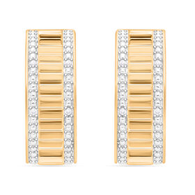 Weißer Diamant P Ohrringe 925 Silber 750 Gelbgold Vermeil