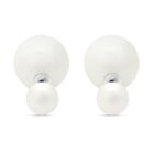 Weiße Muschelkernperlen Ohrringe, 925 Silber rhodiniert