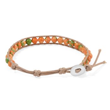 Flexibles orange-gr&uuml;nes Regenblumen-Yuhua-Quarzit Armband - 35 ct.