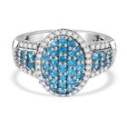 Neon Apatit, Weißer Zirkon Ring 925 Silber rhodiniert (Größe 18.00) ca. 1.72 ct