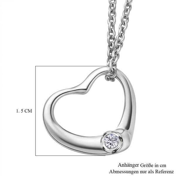 Moissanit Herz Anh&auml;nger mit 50cm Kette in rhodiniertem Silber image number 7