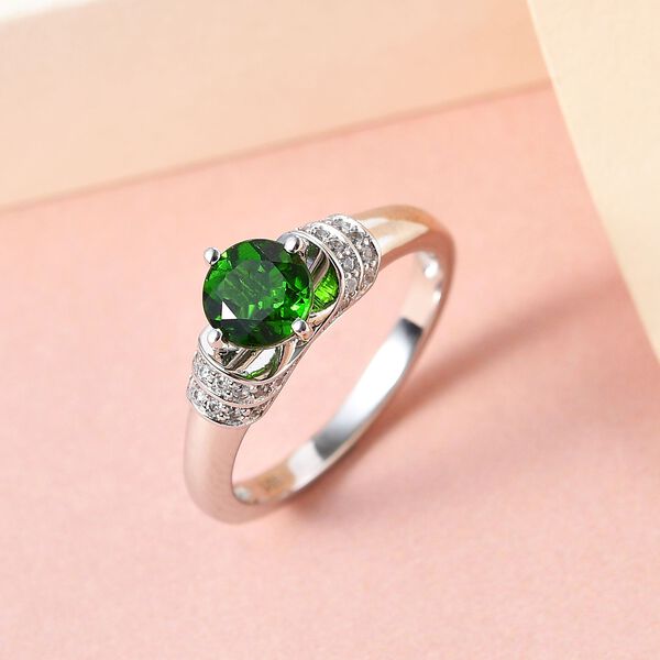 Nat&uuml;rlicher Chromdiopsid und Zirkon-Ring - 1,11 ct. image number 4