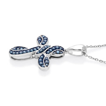 D'Joy Blauer Diamant Schmuckset ca. 50 cm 925 Silber Rhodiniert ca. 0,26 ct.