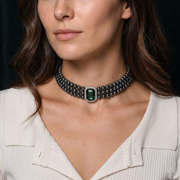 Gr&uuml;ner Kristall, Terahertz Halskette, ca. 43 cm mit 5 cm extender image number 3