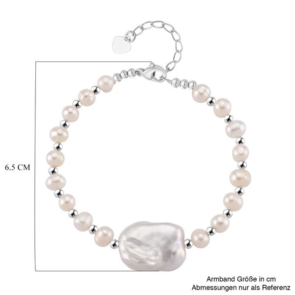 Wei&szlig;e Keshi Perle, Wei&szlig;e S&uuml;&szlig;wasser Perle Armband, ca. 18 cm + 3.15 cm Extender, Nickelfreies Messing image number 6