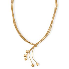 Lariat-Halskette mit Herz-Charms, nickelfreies Messing , ca. 50 cm