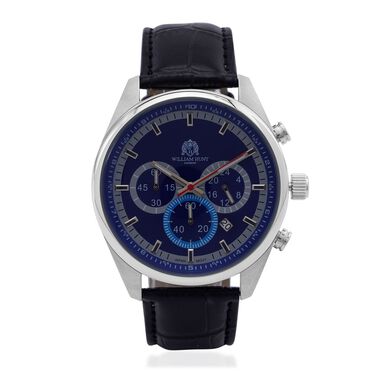 William Hunt - Echtleder-Armbanduhr im Hollywood-Glamour-Stil, 5ATM Wasserdicht, Japanisches Uhrwerk, blau