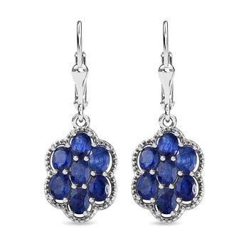 Masoala Saphir (Fissure gef&uuml;llt)-Ohrringe, 925 Silber platiniert ca. 3.82 ct