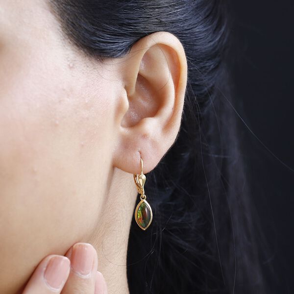 Ammolit Ohrringe 925 Silber 750 Gelbgold Vermeil ca. 2,29 ct. image number 3