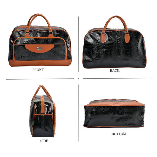 Passage: Reisetasche mit Kroko-Pr&auml;gung und Schulterriemen, Schwarz image number 4