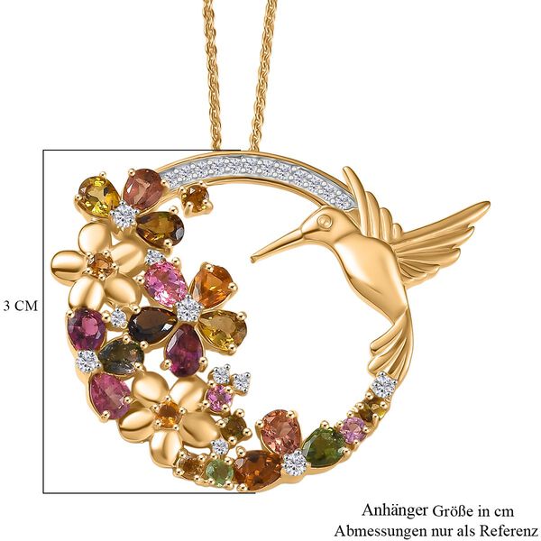 Multi-Turmalin und Zirkon Anh&auml;nger mit 50cm Kette - 3 ct. image number 7