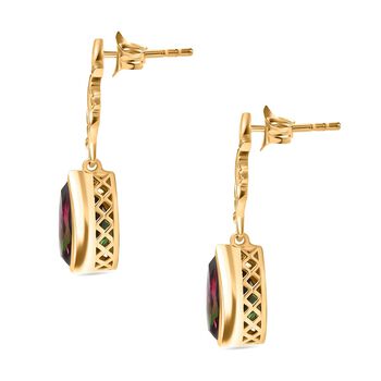 Wassermelonen Quarz Triplett Ohrringe - 6,65 ct.