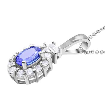 Crown of Light AAA Tansanit und Zirkon Anh&auml;nger mit Kette