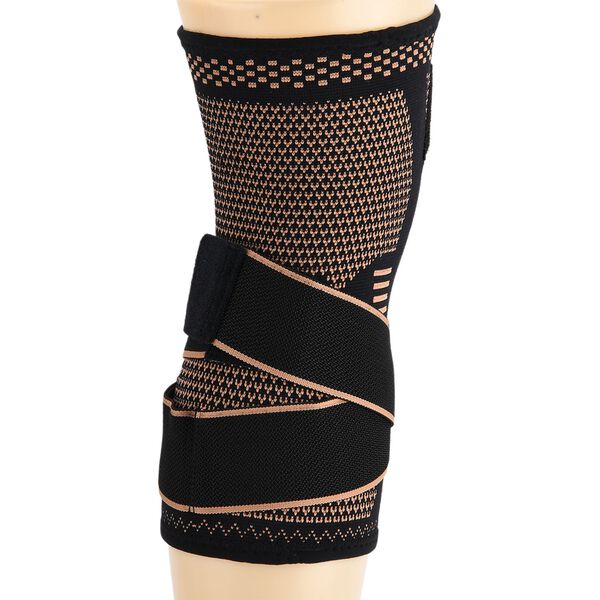 Kupferfaser Knie Bandagen Paar verstellbar Kompression Schwarz-Kupfer image number 8