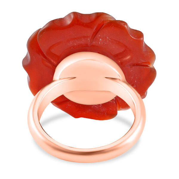 2er Set - Handgeschnitzter Gefärbter roter Achat Anhänger mit Kette und Ring (Größe 16.00), rosefarben, ca. 30.00 ct image number 5